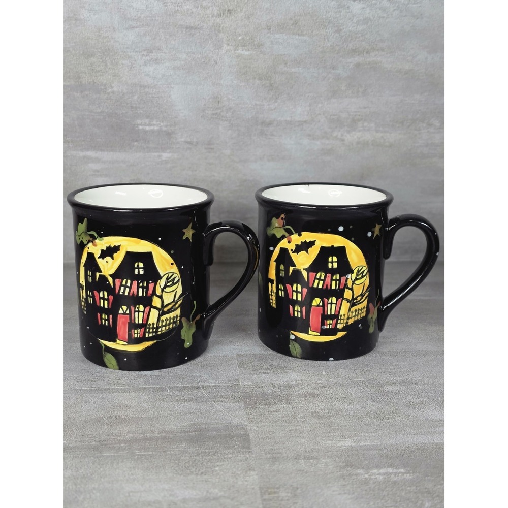 2 Susan Winget Collectible Halloween Haunted House Mugs Cup Cert International